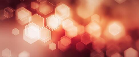 The Abstract Warm Hexagonal Light Bokeh Background Design for Creative Projects photo