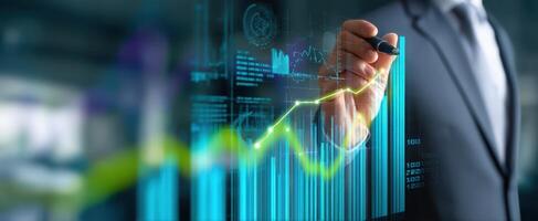 The Business Professional Analyzing Data Trends with Digital Graphs photo