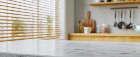 The elegant marble countertop in a beautifully designed modern kitchen photo