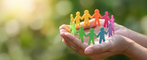 The colorful paper figures symbolizing unity and collaboration in a supportive community photo