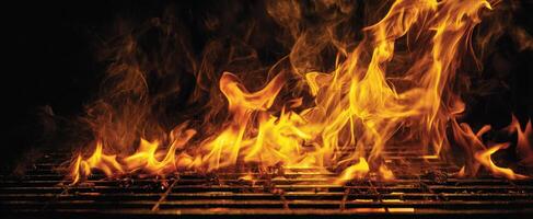 The Flames Dancing on a Grill Ready for Culinary Creation photo