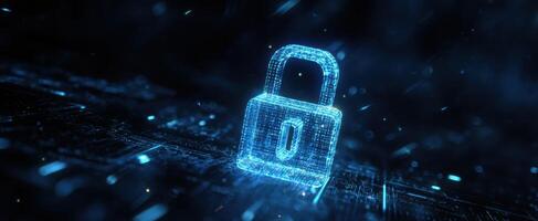 The digital lock symbolizing advanced security in the cyber world. photo