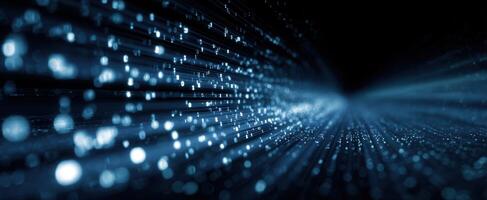 The dynamic flow of blue particles creating an abstract futuristic background. photo