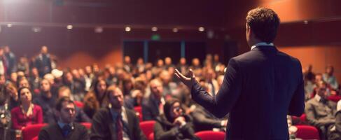 The Speaker Engaging an Audience at a Business Conference Event photo