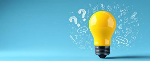 The Bright Yellow Lightbulb Representing Ideas and Questions photo