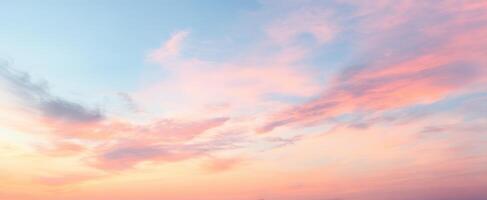 The breathtaking sunset sky with stunning pastel clouds and warm colors. photo