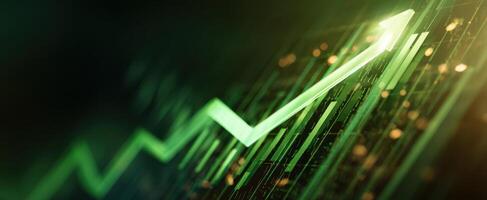 The upward trend of financial growth and market analysis in a digital environment. photo