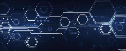 The hexagonal pattern creates a mesmerizing digital technology background. photo