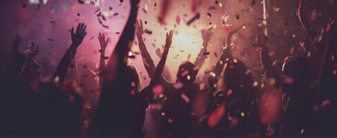 The joyous celebration of a vibrant party filled with confetti and energy. photo