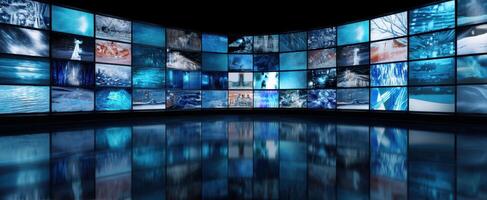 The Digital Display of Multiple Screens Showcasing Diverse Visual Content photo