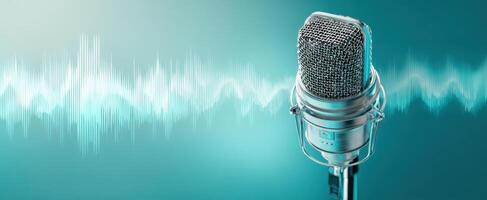 The microphone capturing sound waves in a stylish audio setup photo