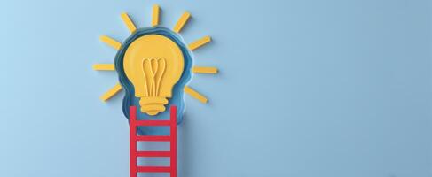 The Light Bulb Symbolizing Creativity and Inspiration on a Blue Background photo