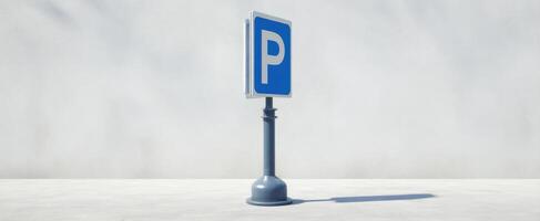 The Parking Sign With Bold Blue Design Against A Minimalist Background photo