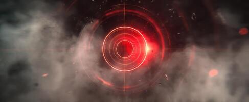 The Red Circular Target Illuminated in a Smoky Digital Atmosphere photo
