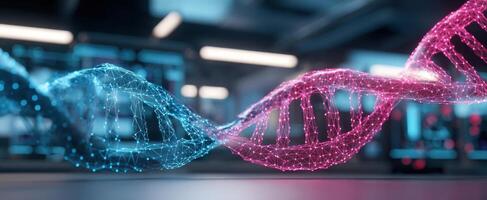 The Dynamic DNA Helix Representing Advanced Biotechnology and Genetic Research photo