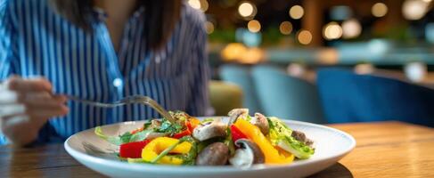 The Vibrant Salad Served in a Trendy Restaurant Setting photo