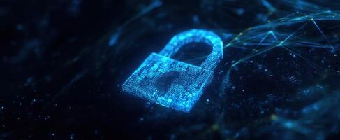 The digital lock symbolizing security and data protection in a modern landscape. photo