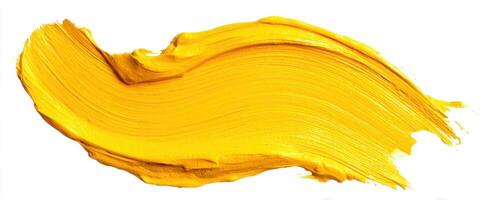 The Bright Yellow Paint Stroke for Artistic Design and Creative Projects. photo