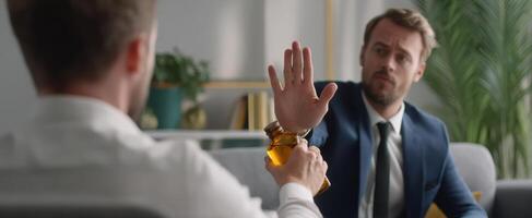 The tense interaction between two businessmen during a crucial negotiation. photo