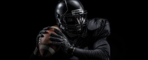 The athletic quarterback poised to make a powerful throw in dramatic lighting. photo