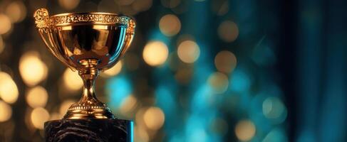 The Stunning Gold Trophy Symbolizing Victory and Achievement in Celebrations photo