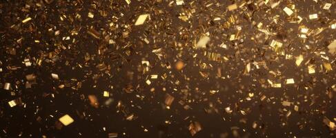 The shimmering gold confetti dancing through the air during a festive celebration. photo