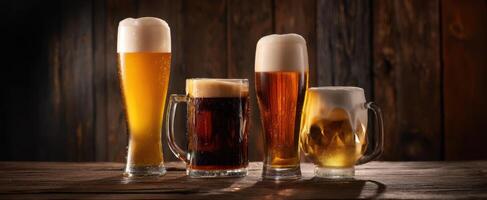 The Variety of Beer Glasses Featuring Different Styles and Textures photo