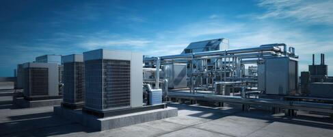 The industrial rooftop showcasing advanced HVAC systems and equipment photo