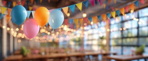The vibrant display of balloons celebrating a joyful party atmosphere. photo