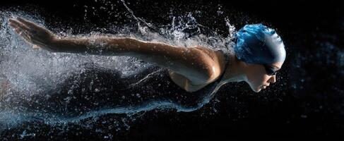 The dynamic swimmer gliding through water with elegance and power. photo