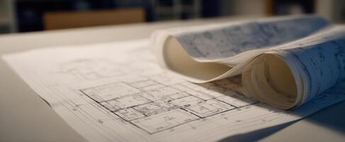 The detailed architectural plans showcasing innovative design and construction ideas. photo