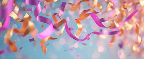 The vibrant ribbons floating in a joyful celebration atmosphere photo