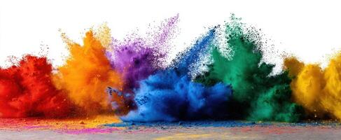 The Explosion of Multicolor Powder Captured in a Dynamic High-Speed Burst photo