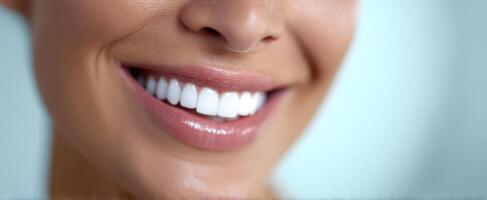 The perfect close-up of a healthy white smile with flawless teeth photo