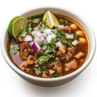 Chicken and rice soup with cilantro and lime photo