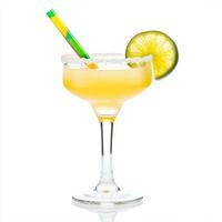 A margarita with a lime and straw on a white background photo