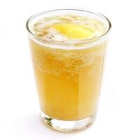A glass of masala soda, with a refreshing blend of lemon, spices, and soda water, isolated on clean white background. photo
