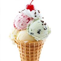 Ice cream cone with cherry on top photo