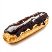 A chocolate covered croissant on a white background photo
