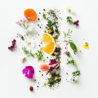 A presentation that mimics nature, with ingredients arranged to resemble a landscape, garden, or other natural element, drawing inspiration from the source of the food and creating an organic feel, photo