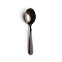 A tasting spoon, featuring a perfectly balanced bite designed to showcase the essence of the chef's culinary philosophy, a concentrated and impactful flavor experience within a small, elegant vessel, isolated on clean white background. photo