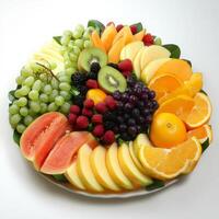 A plate of fruit on a table photo