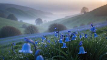 Bluebell Flower Field Landscape photo