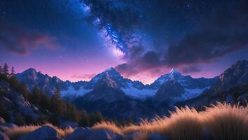 Mountains and Milky Way at Night photo