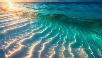 Ocean Wave Breaks Over Sand at Sunrise photo