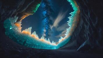Crystal Cave with Starry Sky View photo