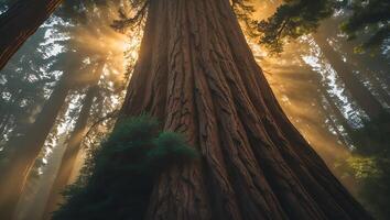 Giant Sequoia Tree Sunlight Forest Landscape photo
