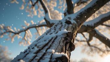 Snow Covered Tree on Winter Day photo