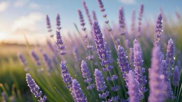 Lavender Flower Field in Sunlight photo