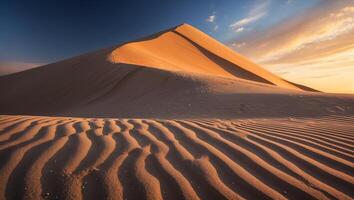 Sand Dune at Sunrise with Cloudscape and Beautiful Light photo